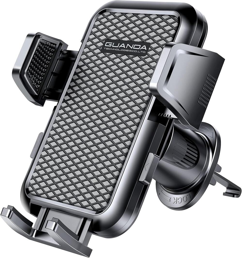 CD Phone Mount With Vent Hook Clip, 360 Adjustable Car Vent Phone (Black + Hook)